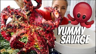 GIANT OCTOPUS & 짬뽕 SPICY SEAFOOD NOODLE RAMEN 먹방 MUKBANG VERONICA WANG
