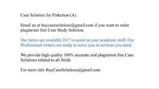 Case Solution Pinkerton (A)