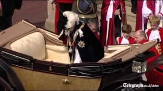 Duke and Duchess of Cambridge, Kate Middleton, on parade at Garter Day proces