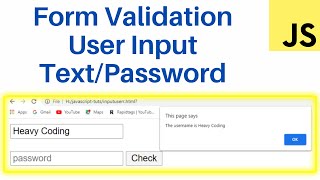 username and password validation in javascript || Javascript tutorial for beginners - 34