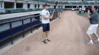 Josh Womack does a few other bat tricks before a Long Beach Armada game