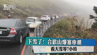 下雪了! 合歡山爆塞車潮 看大雪等7小時