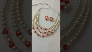 3 layer pearl necklace with earrings Day 25/90 #maanyapremiumjewellery #jewellery #handmade