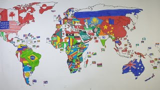 World Map Drawing//World Flag Drawing #flags