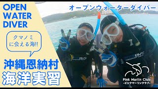 【沖縄本島恩納村の美ら海ダイバーデビュー】ダイビングライセンススクール海洋実習の様子OWD