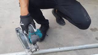 Makita DCS553 Metal Cutter test cut Steel Pipe