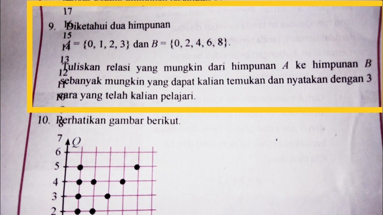 9. Diketahui Dua Himpunan A = {0,1,2,3} Dan {0,2,4,6,8}. Tuliskan ...