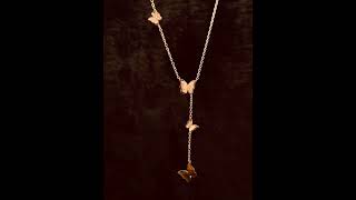 allthatsells Butterfly Rose Gold Stainless Steel Y Necklace Pendant Chain Women