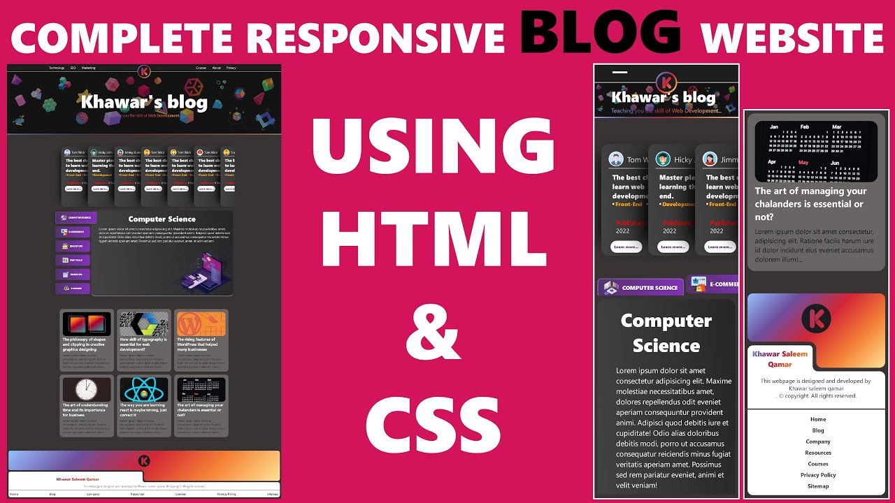 How To Make Responsive Blog Website Using HTML And CSS Step By Step ...