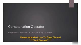 SQL Concatenation Operator | MySQL Concatenation Operator