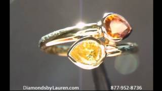 Vivid Orange and Vivid Yellow diamond bypass ring r5947