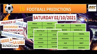 1X2 FOOTBALL PREDICTIONS TODAY - SATURDAY 02/10 - FIXED BETTING ODDS - SOCCER TIPS