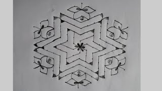 flower kolam design 🌺 15to8 dots rangoli designs 🌺 @SanuRangoliDesigns