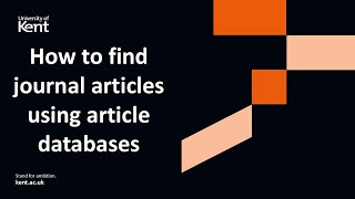 Find journal articles with article databases