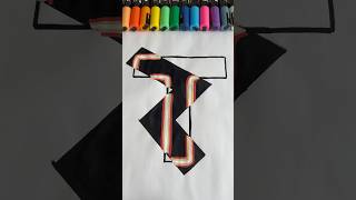 “T” In Neon Technique. With Posca Markers!  #shorts