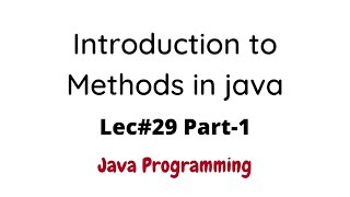 Introduction to Methods in Java with Solved Examples in Urdu Hindi
