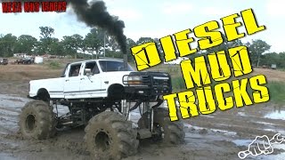 BIG DIESEL MUD TRUCKS BOGGING in Oklahoma