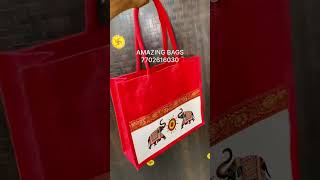 Traditional elephant print wedding gift customised jute bags wholesale in hyd | AMAZING BAGS |