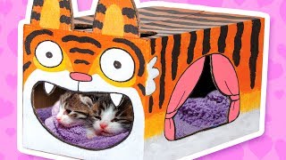 Cardboard Tiger Cat House - Crafts Ideas With Boxes | DIY on BoxYourself