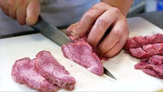 Japon yemeği - Izgara Dil Bifteği teppanyaki Tokyo Japonya