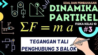 Dinamika Partikel Fisika Kelas 10 || Problem Set 3 : Tegangan Tali Penghubung 3 Balok