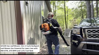 VEVOR Gas Leaf Blower, 52cc 2-Cycle Backpack with 480-CFM, 175-MPH and 1.37L Fuel Tank