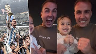 Mario Gotze celebrates Argentina's World Cup final win, eight years after breaking Messi's heart