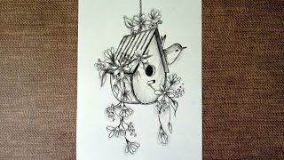 Daily Challenge #241/Step by step drawing of Bird cage / Pencil drawing