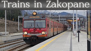 Polregio passenger trains in Zakopane! In the background there is a beautiful Tatra mountains!