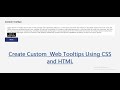 Create Custom Web Tooltips Using HTML and CSS in few minutes | Video