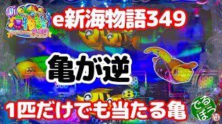 10月10日　パチンコ実践　e新海物語349　最新スマパチ　亀が逆さま　1匹だけだと逆に熱い