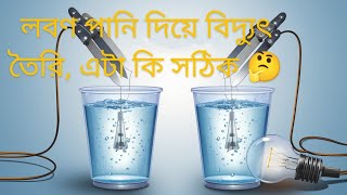 লবণ পানি দিয়ে কিভাবে বিদ্যুৎ তৈরি 🤔। How to make electricity with salt water.