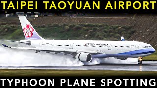 TYPHOON Plane Spotting at TAIPEI TAOYUAN AIRPORT🇹🇼 - Landing & Takeoff