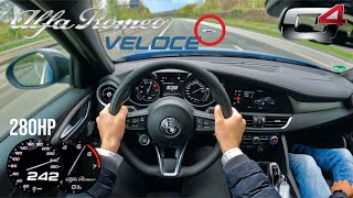 Alfa Romeo Giulia Veloce 280HP ACCELERATION TOP SPEED AUTOBAHN POV
