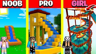 Minecraft Battle: WATER PARK BUILD CHALLENGE - NOOB vs PRO vs GIRL / Animation