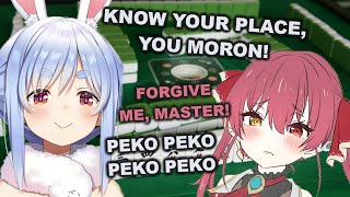 Pekora bullies Marine as her Mahjong teacher, goes to an adult site & talks about Marine climaxing