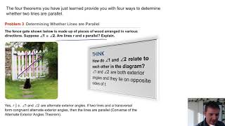 Geometry 3-3 Proving Lines Parallel: Problem 3 - Determining Whether Lines are Parallel