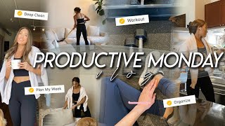 PRODUCTIVE MONDAY VLOG | getting my life together, deep cleaning, organizing, & working out!