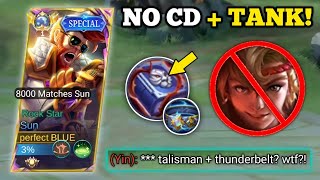 REVAMPED SUN W/ TALISMAN + THUNDERBELT!‼️ (unli tank!😱) | SUN VS. YIN -MLBB🔥