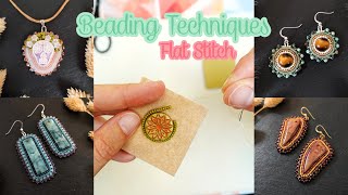 Basic Beading Techniques #4 | 1-needle flat stitch, pebble stitch & beaded edges | bead embroidery