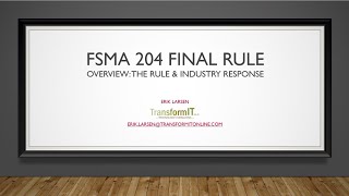 FDA's FSMA 204 Rule Overview
