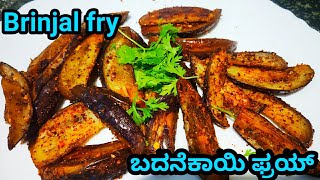 How to make Brinjal fry in kannada | ಸುಲಭವಾದ ವಿಧಾನದಲ್ಲಿ ಕಡಿಮೆ ಪದಾರ್ಥ ಉಪಯೋಗಿಸಿ ಮಾಡುವ ಬದನೆಕಾಯಿ ಫ್ರಯ್.