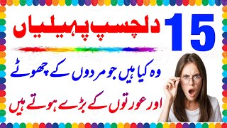 15 Interesting Riddles | 15 Dilchusp Pahelian | Urdu riddles @mehdiqaseries