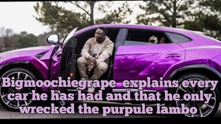 bigmoochiegrape - talks on ig live about his wrecked lambo and all the other cars he has bought.