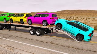 Flatbed Truck Mcqueen  | Transportation with Truck - Pothole vs Car #45 - BeamNG.Drive