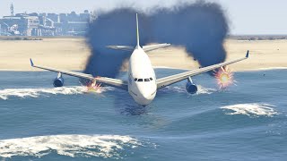 Emergency Landing Failed in GTA 5 | Biggest Airplane Left Runway and Crash in Water 2022