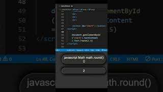 JavaScript Math Math round #shorts #html