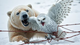 Polar Bear Rescues Trapped Snowy Owl in Arctic wild | A Thrilling Rescue Tale