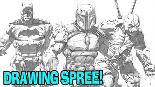 Drawing Deadpool, Batman, Boba Fett, Logan, Spawn, Thor, Omniman & Green Lantern - But SUPERBADA$$!