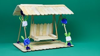 Art and Craft Ideas: How to Make Popsicle Stick Miniature Swing or Jhula | Popsicle Stick Crafts